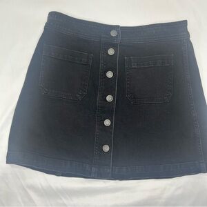 Madewell Stretch Denim A-Line Black Denim Button Up Womens Skirt Size 4 NWT